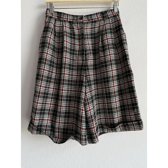 Vintage Talbots Size 10 100% Wool Plaid High Waisted Pleated Shorts Academia - Picture 13 of 16